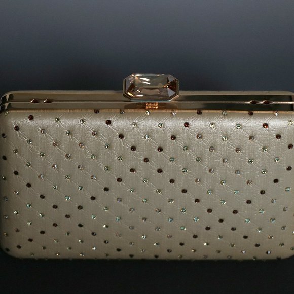 NEW Jimmy Crystal Gold Rhinestone Clutch - Picture 5 of 10